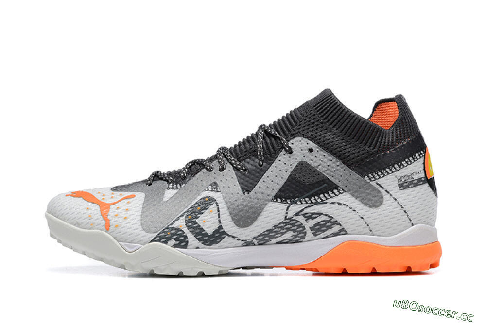 Men's Puma Ultra Ultimate TF Artificial Turf Low-Tops Football Shoes - White/Grey/Orange 0