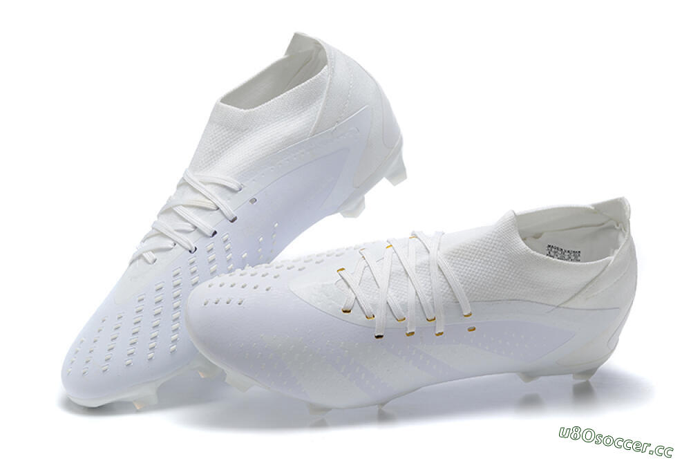Men's Adidas Predator Accuracy+ FG Firm Ground High-Tops Football Boots - White/White 5