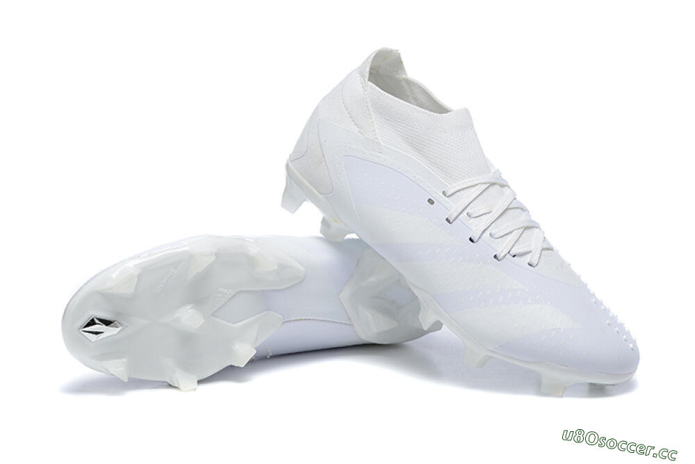 Men's Adidas Predator Accuracy+ FG Firm Ground High-Tops Football Boots - White/White 4