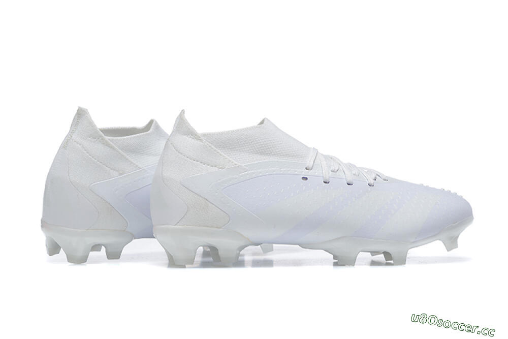 Men's Adidas Predator Accuracy+ FG Firm Ground High-Tops Football Boots - White/White 8