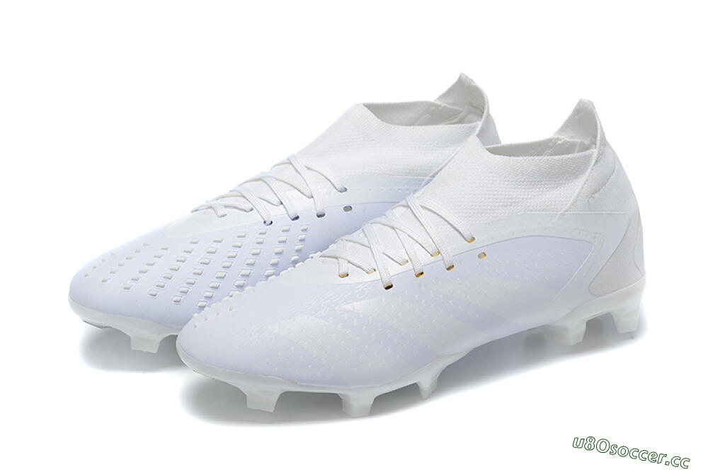 Men's Adidas Predator Accuracy+ FG Firm Ground High-Tops Football Boots - White/White 9