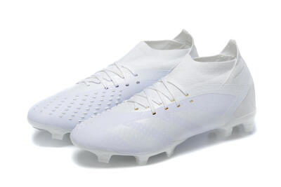 Men's Adidas Predator Accuracy+ FG Firm Ground High-Tops Football Boots - White/White