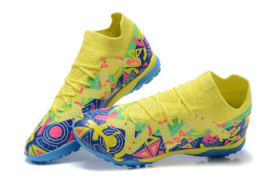 Men's Puma Ultra Ultimate TF Artificial Turf Low-Tops Football Shoes - Yellow/Rainbow