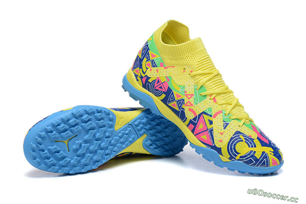 Men's Puma Ultra Ultimate TF Artificial Turf Low-Tops Football Shoes - Yellow/Rainbow 4