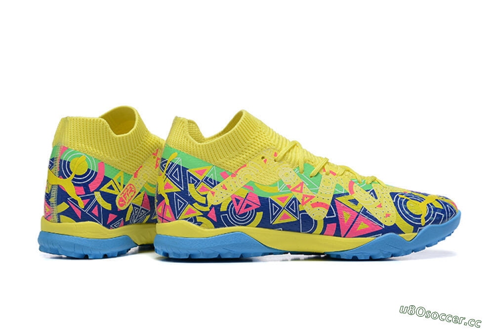 Men's Puma Ultra Ultimate TF Artificial Turf Low-Tops Football Shoes - Yellow/Rainbow 8