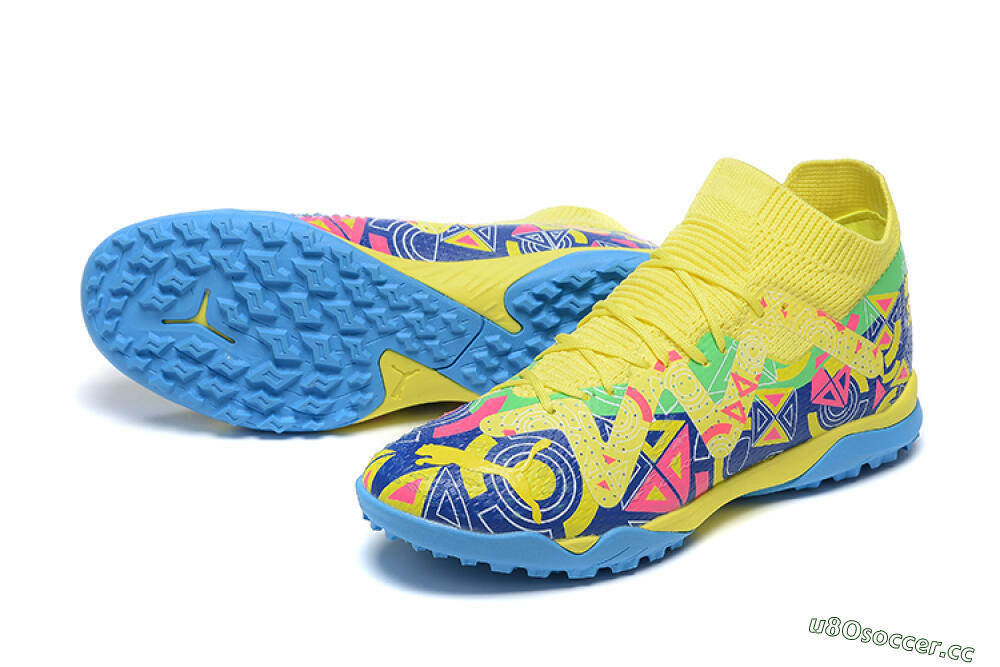 Men's Puma Ultra Ultimate TF Artificial Turf Low-Tops Football Shoes - Yellow/Rainbow 3