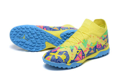 Men's Puma Ultra Ultimate TF Artificial Turf Low-Tops Football Shoes - Yellow/Rainbow