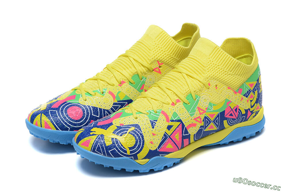 Men's Puma Ultra Ultimate TF Artificial Turf Low-Tops Football Shoes - Yellow/Rainbow 9