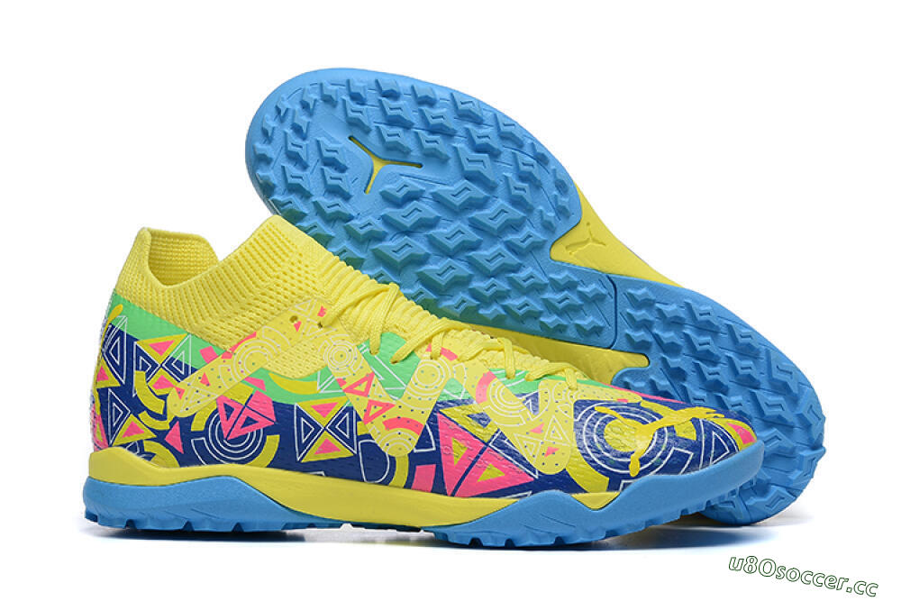 Men's Puma Ultra Ultimate TF Artificial Turf Low-Tops Football Shoes - Yellow/Rainbow 2