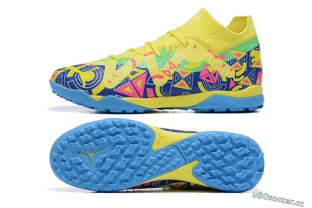Men's Puma Ultra Ultimate TF Artificial Turf Low-Tops Football Shoes - Yellow/Rainbow 1