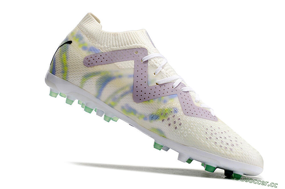 Men's Puma Future Ultimate MG Multi Ground Low-Tops Football Boots - White/Blue/Green 4