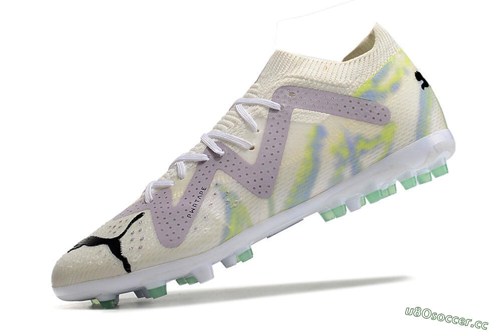 Men's Puma Future Ultimate MG Multi Ground Low-Tops Football Boots - White/Blue/Green 5
