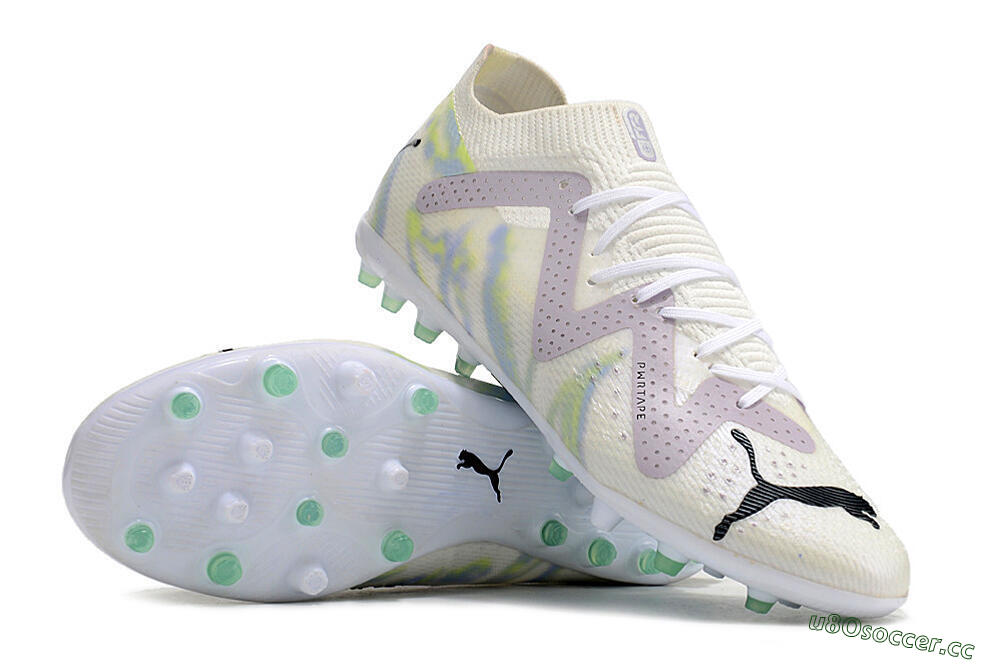 Men's Puma Future Ultimate MG Multi Ground Low-Tops Football Boots - White/Blue/Green 3