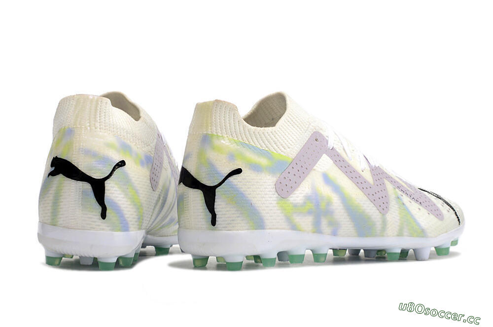 Men's Puma Future Ultimate MG Multi Ground Low-Tops Football Boots - White/Blue/Green 6