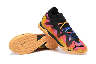 Men's Puma Ultra Ultimate TF Artificial Turf Low-Tops Football Shoes - Black/Yellow/Pink/Purple