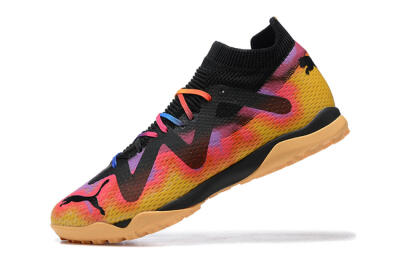 Men's Puma Ultra Ultimate TF Artificial Turf Low-Tops Football Shoes - Black/Yellow/Pink/Purple