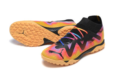 Men's Puma Ultra Ultimate TF Artificial Turf Low-Tops Football Shoes - Black/Yellow/Pink/Purple