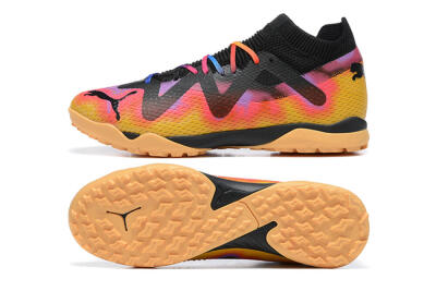 Men's Puma Ultra Ultimate TF Artificial Turf Low-Tops Football Shoes - Black/Yellow/Pink/Purple
