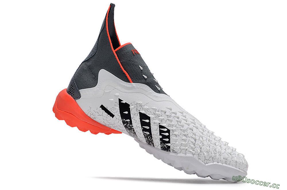 Men's Adidas Predator Freak+ TF Artificial Turf High-Tops Football Shoes - White/Grey/Red 4