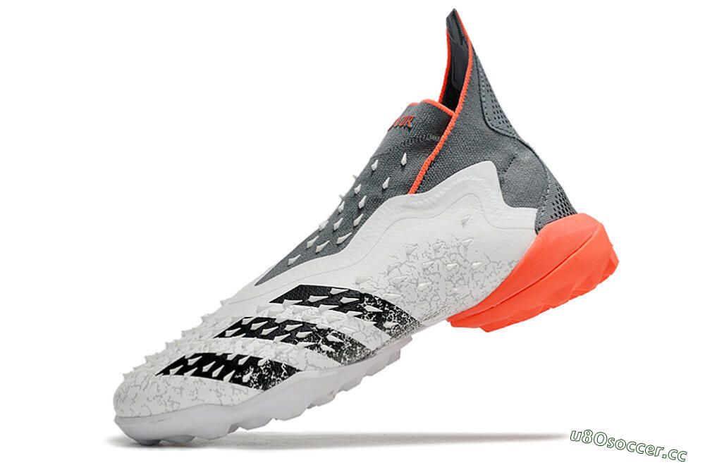 Men's Adidas Predator Freak+ TF Artificial Turf High-Tops Football Shoes - White/Grey/Red 5