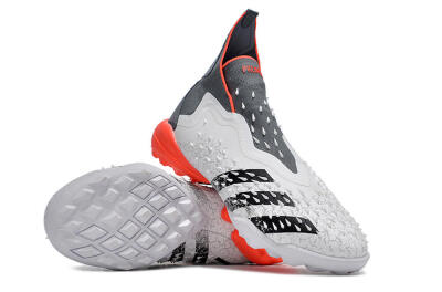Men's Adidas Predator Freak+ TF Artificial Turf High-Tops Football Shoes - White/Grey/Red