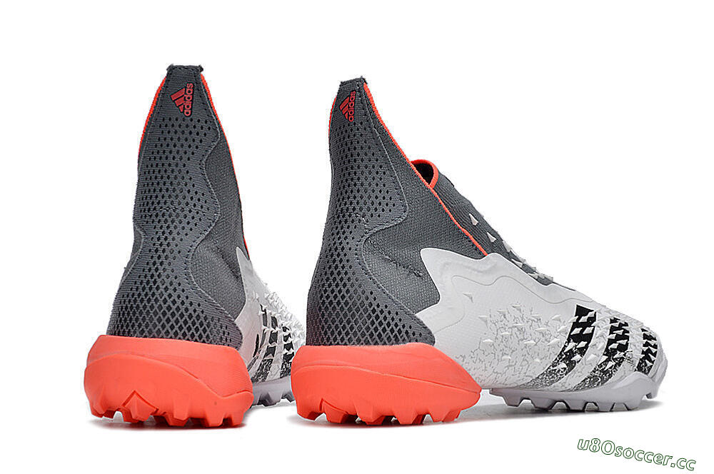 Men's Adidas Predator Freak+ TF Artificial Turf High-Tops Football Shoes - White/Grey/Red 6