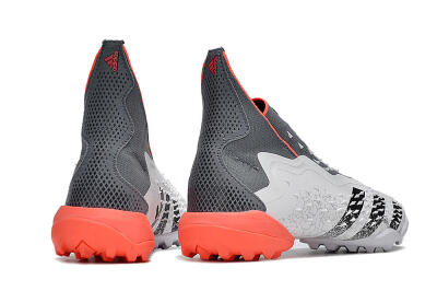 Men's Adidas Predator Freak+ TF Artificial Turf High-Tops Football Shoes - White/Grey/Red