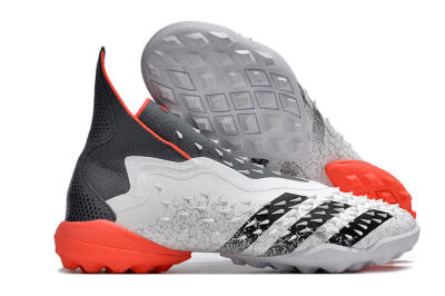 Men's Adidas Predator Freak+ TF Artificial Turf High-Tops Football Shoes - White/Grey/Red