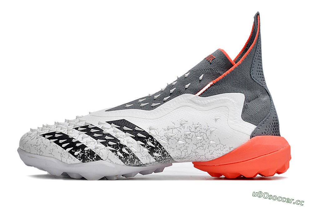 Men's Adidas Predator Freak+ TF Artificial Turf High-Tops Football Shoes - White/Grey/Red 0