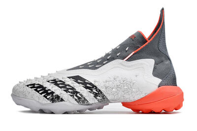 Men's Adidas Predator Freak+ TF Artificial Turf High-Tops Football Shoes - White/Grey/Red
