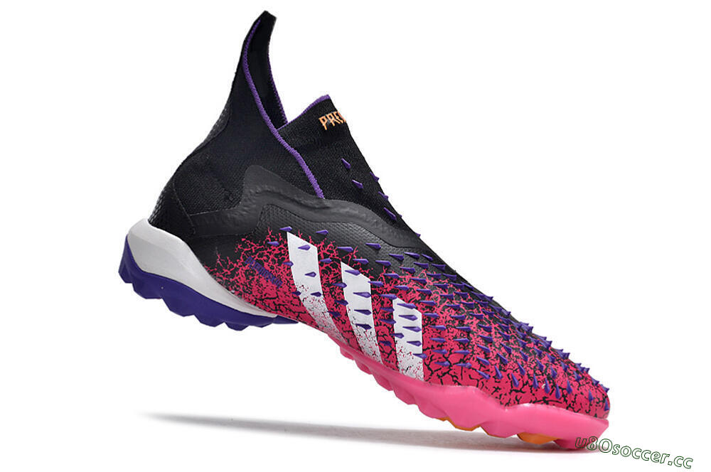 Men's Adidas Predator Freak+ TF Artificial Turf High-Tops Football Shoes - Black/Purple/Pink 4