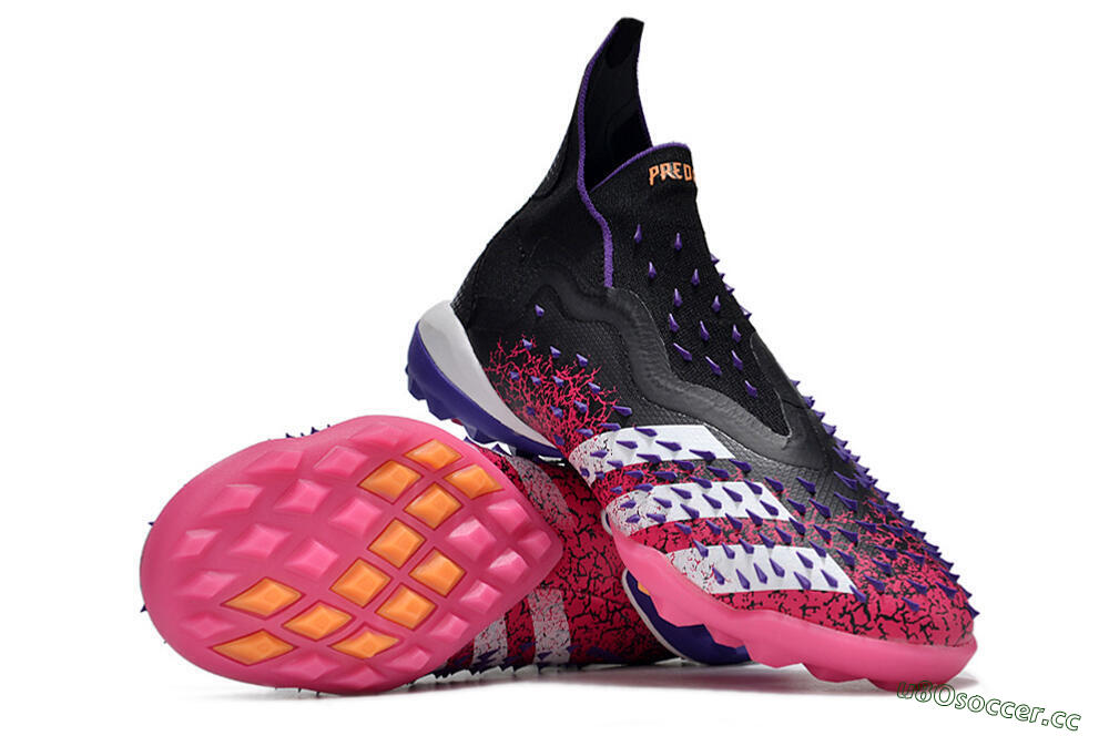 Men's Adidas Predator Freak+ TF Artificial Turf High-Tops Football Shoes - Black/Purple/Pink 3