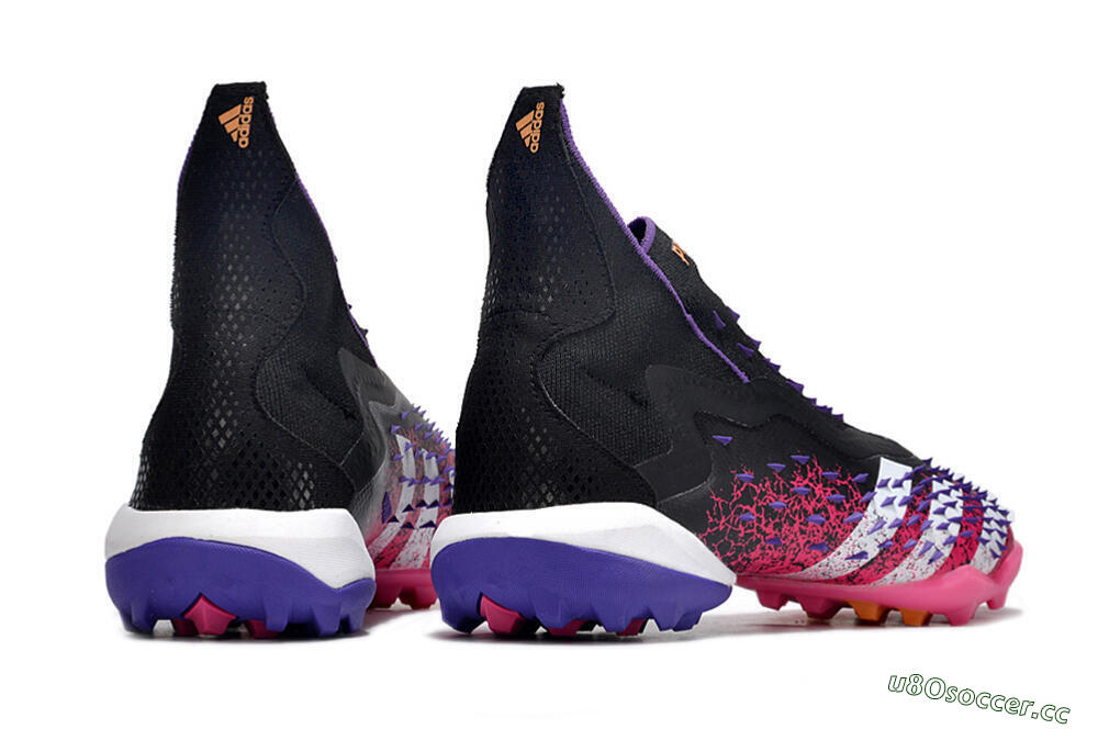 Men's Adidas Predator Freak+ TF Artificial Turf High-Tops Football Shoes - Black/Purple/Pink 6
