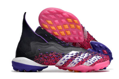 Men's Adidas Predator Freak+ TF Artificial Turf High-Tops Football Shoes - Black/Purple/Pink