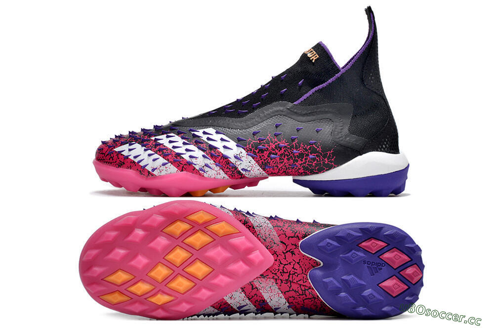 Men's Adidas Predator Freak+ TF Artificial Turf High-Tops Football Shoes - Black/Purple/Pink 1