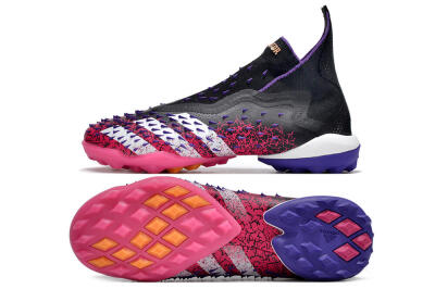 Men's Adidas Predator Freak+ TF Artificial Turf High-Tops Football Shoes - Black/Purple/Pink