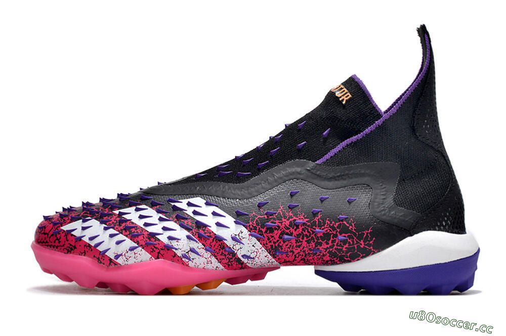 Men's Adidas Predator Freak+ TF Artificial Turf High-Tops Football Shoes - Black/Purple/Pink 0