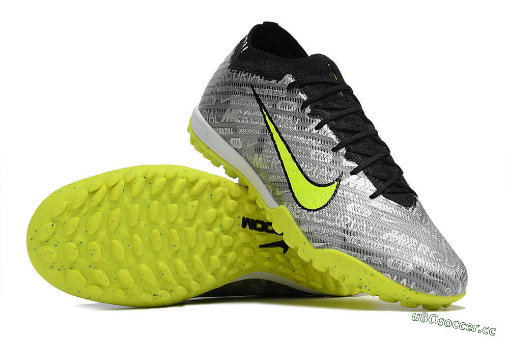 Unisex Nike Air Zoom Mercurial Vapor 15 Elite TF Artificial Turf Low-Tops Football Shoes - Silver/Green/Black 4