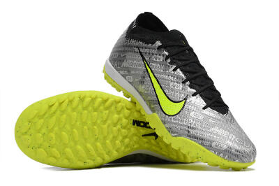 Unisex Nike Air Zoom Mercurial Vapor 15 Elite TF Artificial Turf Low-Tops Football Shoes - Silver/Green/Black