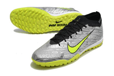 Unisex Nike Air Zoom Mercurial Vapor 15 Elite TF Artificial Turf Low-Tops Football Shoes - Silver/Green/Black