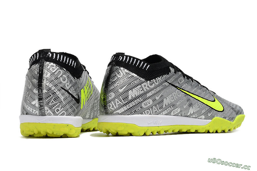 Unisex Nike Air Zoom Mercurial Vapor 15 Elite TF Artificial Turf Low-Tops Football Shoes - Silver/Green/Black 8