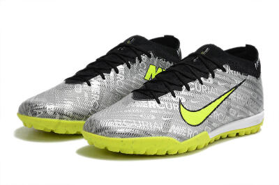 Unisex Nike Air Zoom Mercurial Vapor 15 Elite TF Artificial Turf Low-Tops Football Shoes - Silver/Green/Black