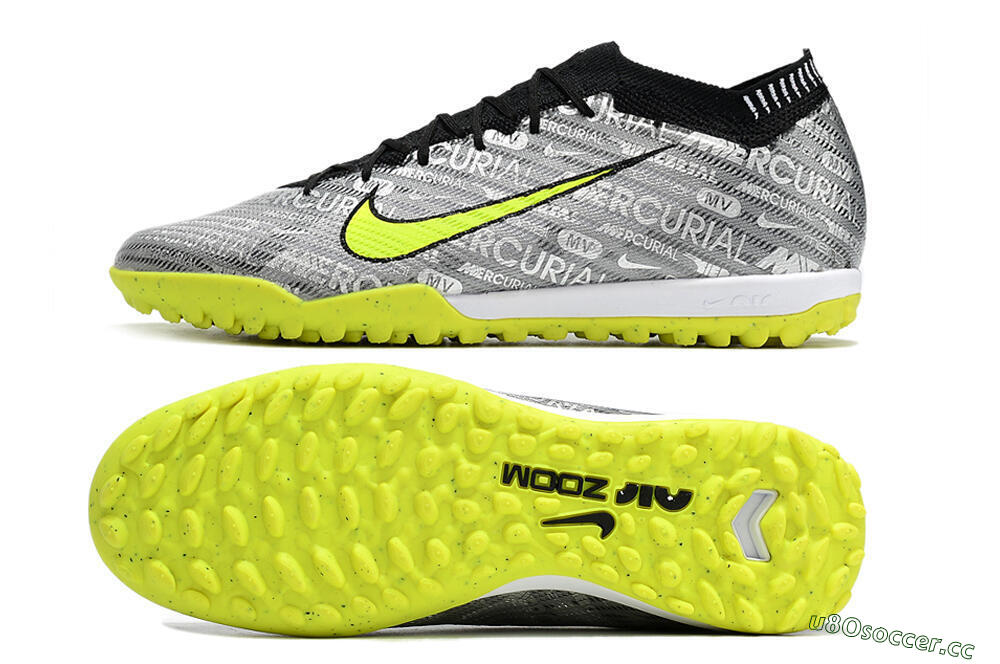 Unisex Nike Air Zoom Mercurial Vapor 15 Elite TF Artificial Turf Low-Tops Football Shoes - Silver/Green/Black 1