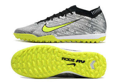 Unisex Nike Air Zoom Mercurial Vapor 15 Elite TF Artificial Turf Low-Tops Football Shoes - Silver/Green/Black