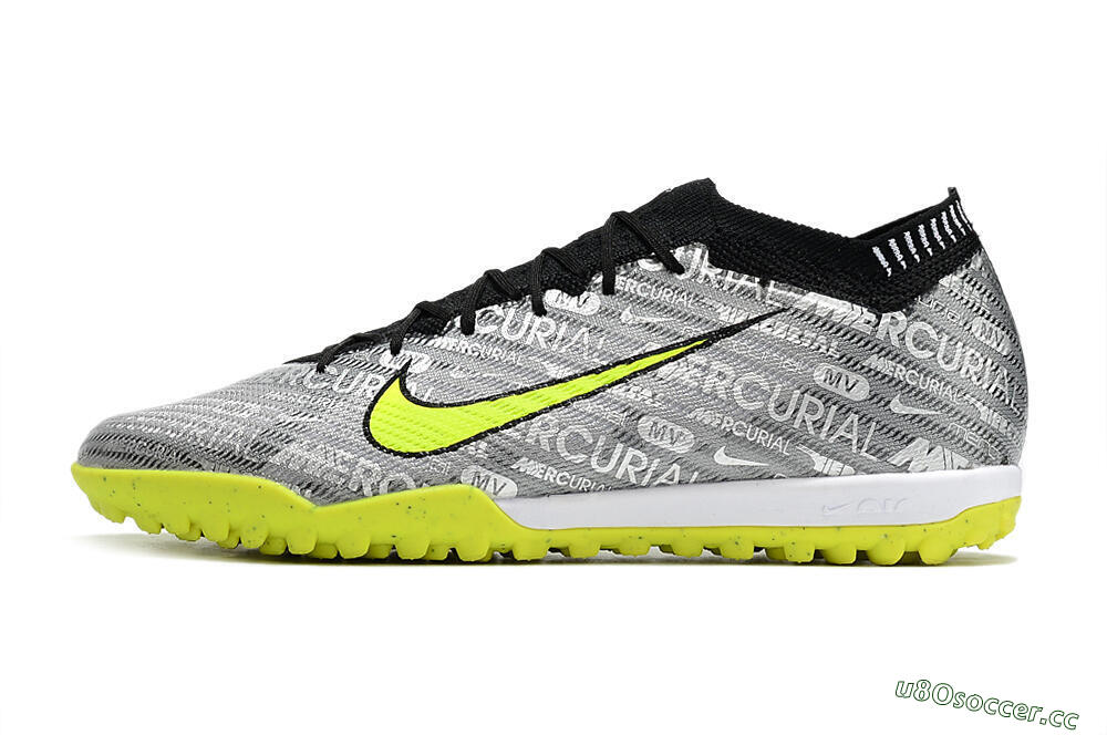 Unisex Nike Air Zoom Mercurial Vapor 15 Elite TF Artificial Turf Low-Tops Football Shoes - Silver/Green/Black 0