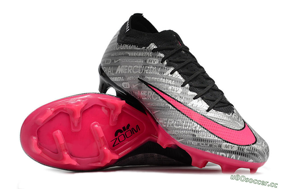 Unisex Nike Air Zoom Mercurial Vapor 15 Elite FG Firm Ground Low-Tops Football Boots - Silver/Pink/Black 4