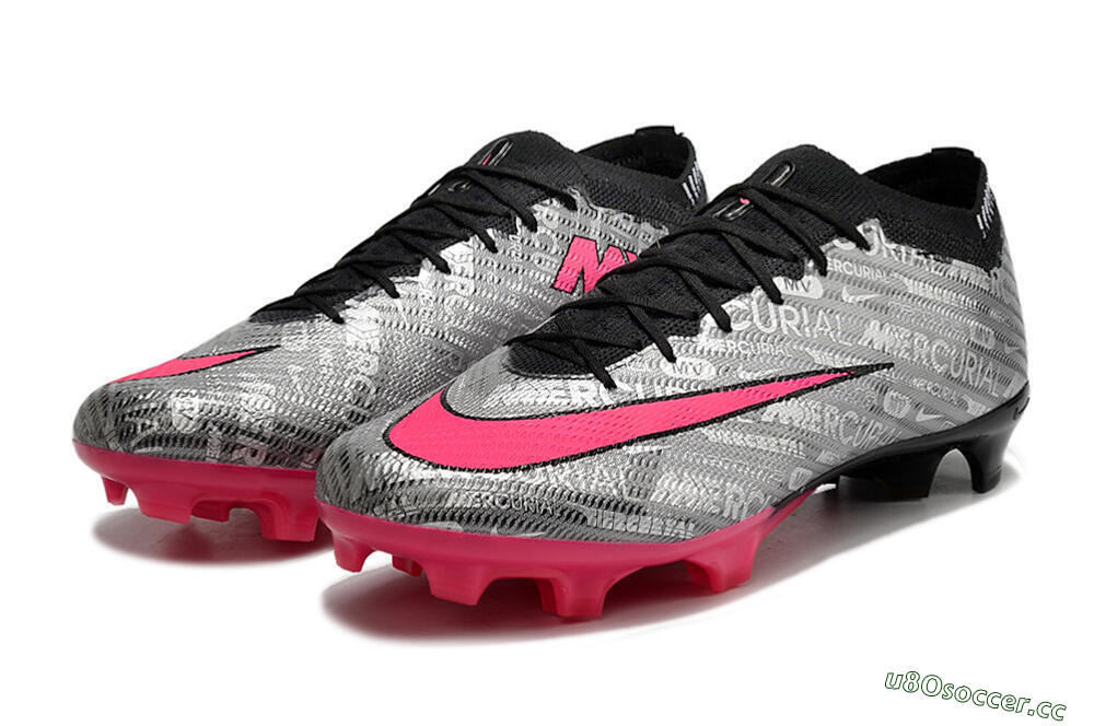 Unisex Nike Air Zoom Mercurial Vapor 15 Elite FG Firm Ground Low-Tops Football Boots - Silver/Pink/Black 9