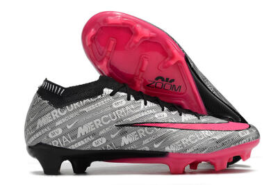 Unisex Nike Air Zoom Mercurial Vapor 15 Elite FG Firm Ground Low-Tops Football Boots - Silver/Pink/Black