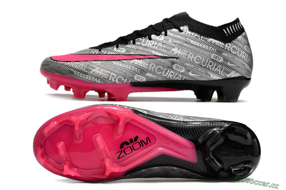 Unisex Nike Air Zoom Mercurial Vapor 15 Elite FG Firm Ground Low-Tops Football Boots - Silver/Pink/Black 1