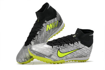 Unisex Nike Air Zoom Mercurial Superfly 9 Elite TF Artificial Turf High-Tops Football Shoes - Silver/Green/Black